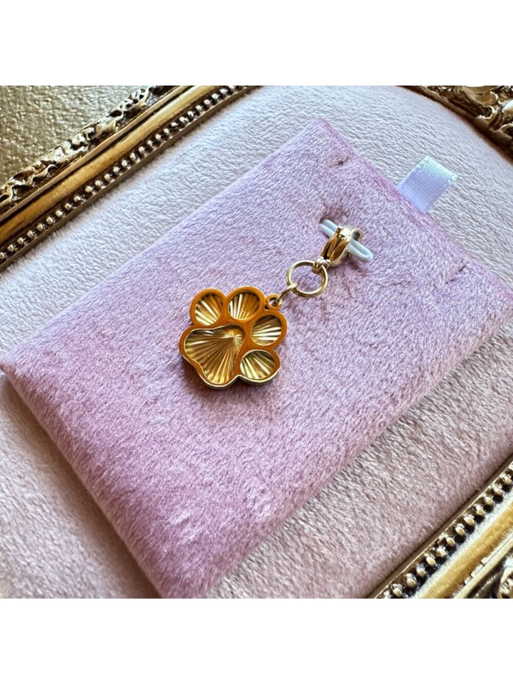 Gold Paw Print Charm 18K Gold PVD Stainless Steel Waterproof Lobster Claw Clasp - Picture 2 of 11